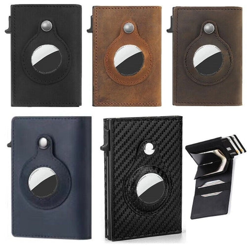 For Airtag Wallet Case Genuine Leather Credit Card Holder Magnetic Air