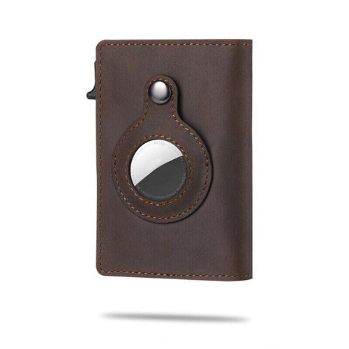 For Airtag Wallet Case Genuine Leather Credit Card Holder Magnetic Air