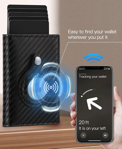 For Airtag Wallet Case Genuine Leather Credit Card Holder Magnetic Air