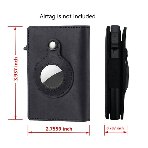 For Airtag Wallet Case Genuine Leather Credit Card Holder Magnetic Air