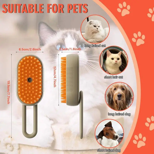 PawFresh Steam Pet Grooming Comb — Bath-Free Hair Removal Brush for Dogs & Cats