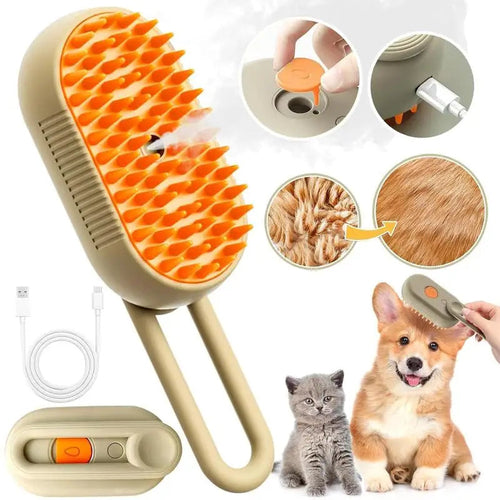 PawFresh Steam Pet Grooming Comb — Bath-Free Hair Removal Brush for Dogs & Cats